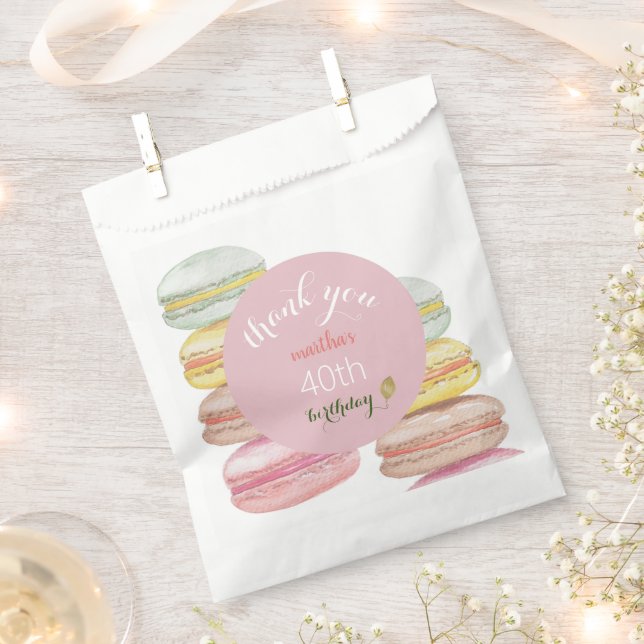 Sachets En Papier Macarons français aquarelle peints à la main (Coupé)
