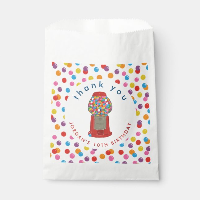 Sachets En Papier Machine à Boules de Gomme Rouges Merci  (Devant)