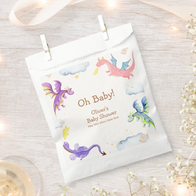 Sachets En Papier Magic Fairytale Baby shower Dragon Magique (Coupé)