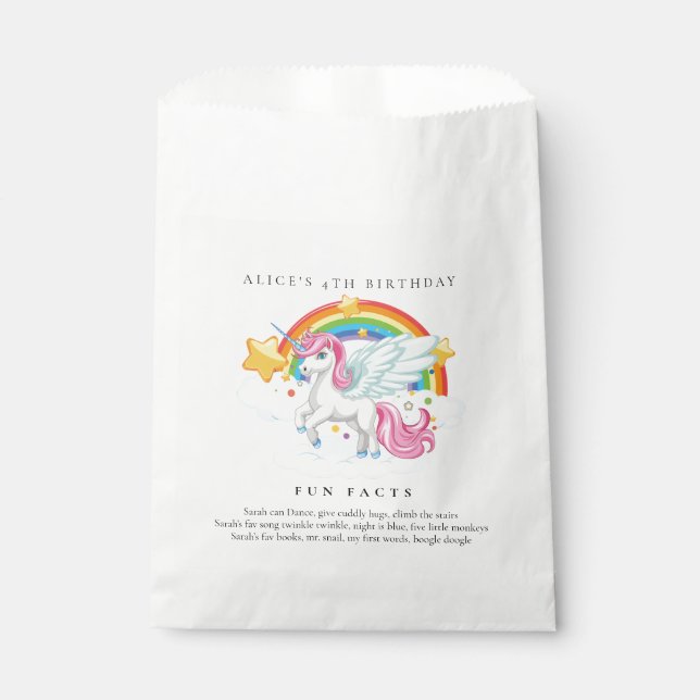 Sachets En Papier Magic rose Unicorn Rainbow Anniversaire Party (Devant)