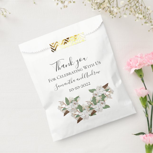 Sachets En Papier Magnolias Blancs Mariage Classique Élégant (Scellé)