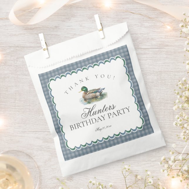 Sachets En Papier Mallard Duck Hunting Gingham Birthday Dessert (Coupé)