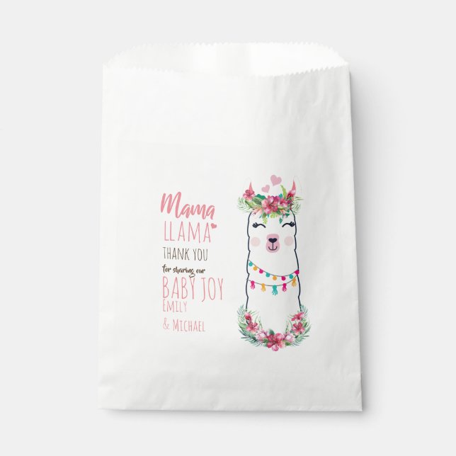 Sachets En Papier Mama Llama Fiesta Baby Girl Douche Partyware (Devant)