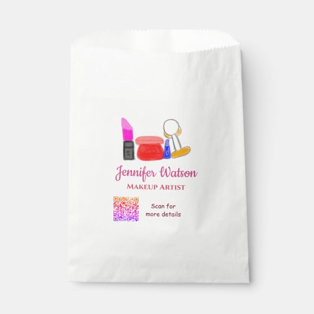 Sachets En Papier Maquillage artiste ajouter nom site internet email (Devant)