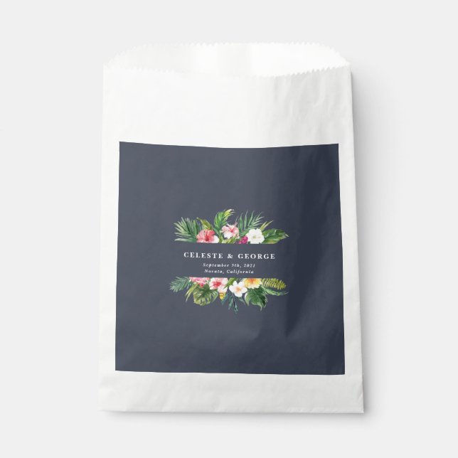 Sachets En Papier mariage à fleurs tropicales (Devant)