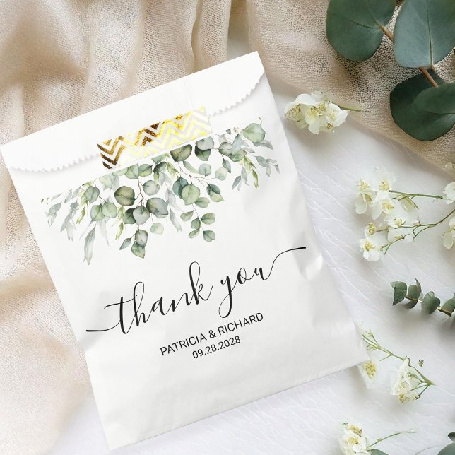 Sachets En Papier Mariage à la verdure Eucalyptus (Créateur téléchargé)