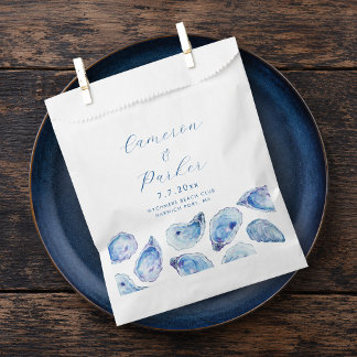 Sachets En Papier Mariage Aquarelle Bleu Huître
