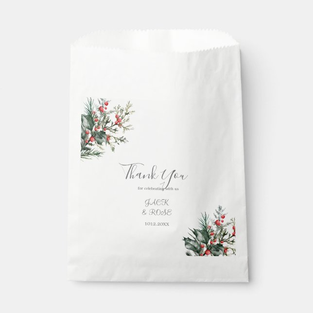 Sachets En Papier Mariage aquarelle hivernal (Devant)