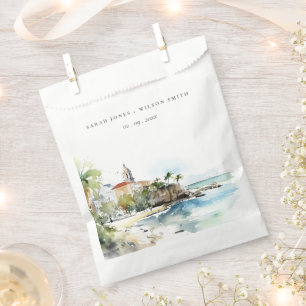 Sachets En Papier Mariage aquarelle paysage San Juan Porto Rico