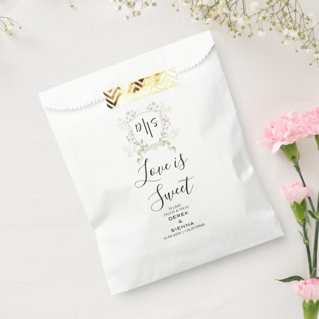Sachets En Papier Mariage Armoirie Monogramme Fleur Sauvage Crépuscu (Scellé)
