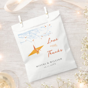 Sachets En Papier Mariage asiatique de grue orange Origami