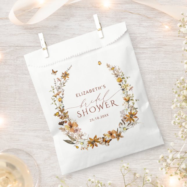 Sachets En Papier Mariage automnal terracotta floral (Coupé)