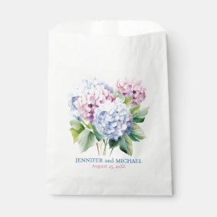 Sachets En Papier Mariage aux Hortensias Roses et Bleus Poussiéreux