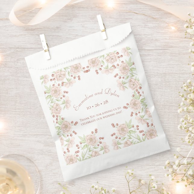 Sachets En Papier Mariage aux Roses Roses Blush (Coupé)
