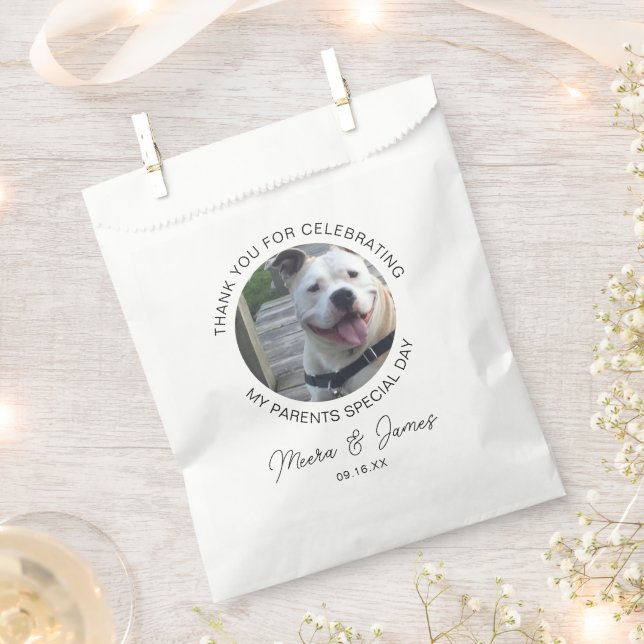 Sachets En Papier Mariage avec photo de chien moderne (Coupé)