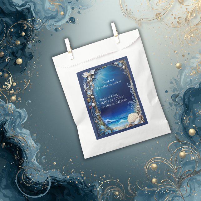 Sachets En Papier mariage bleu côtier (Créateur téléchargé)