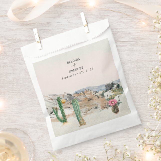 Sachets En Papier Mariage bohème au cactus du désert à l'aquarelle (Coupé)