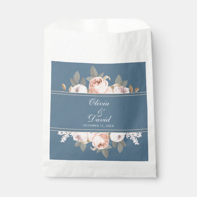 Sachets En Papier Mariage Boho Blue and Blush Peonies (Devant)
