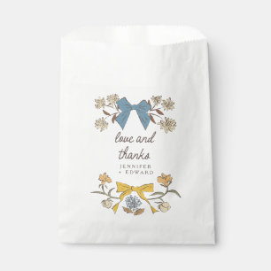 Sachets En Papier Mariage Boho Blue Yellow Bows and Blossoms