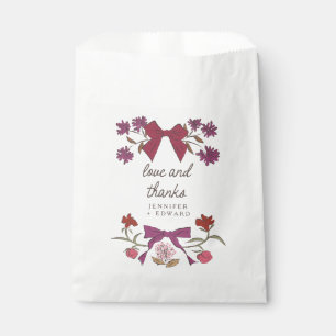 Sachets En Papier Mariage Boho Magenta Bows and Blossoms