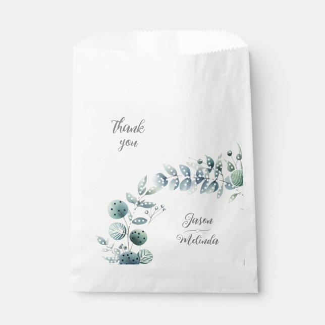 Sachets En Papier Mariage Botanique d'Eucalyptus (Devant)