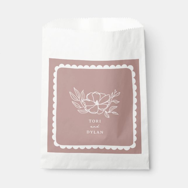 Sachets En Papier Mariage botanique rose floral (Devant)