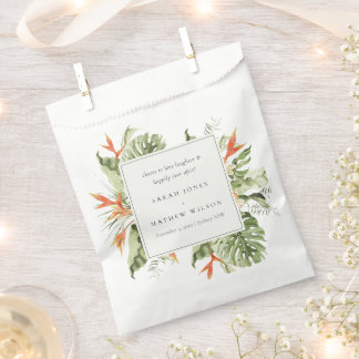 Sachets En Papier Mariage botanique vert orange tropical