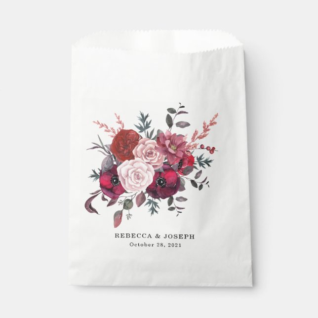 Sachets En Papier Mariage Burgundy Bloom  (Devant)