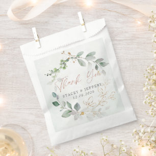 Sachets En Papier Mariage Calligraphie Or Eucalyptus Rustique