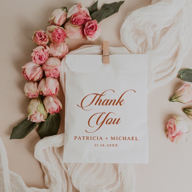 Sachets En Papier Mariage Calligraphié Terracotta Chic Classique (Créateur téléchargé)