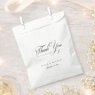 Sachets En Papier Mariage Calligraphique Classique en Noir Ivoire