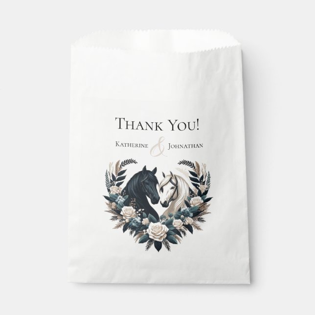 Sachets En Papier Mariage campagnard-Chevaux en amour Favoriser les  (Devant)