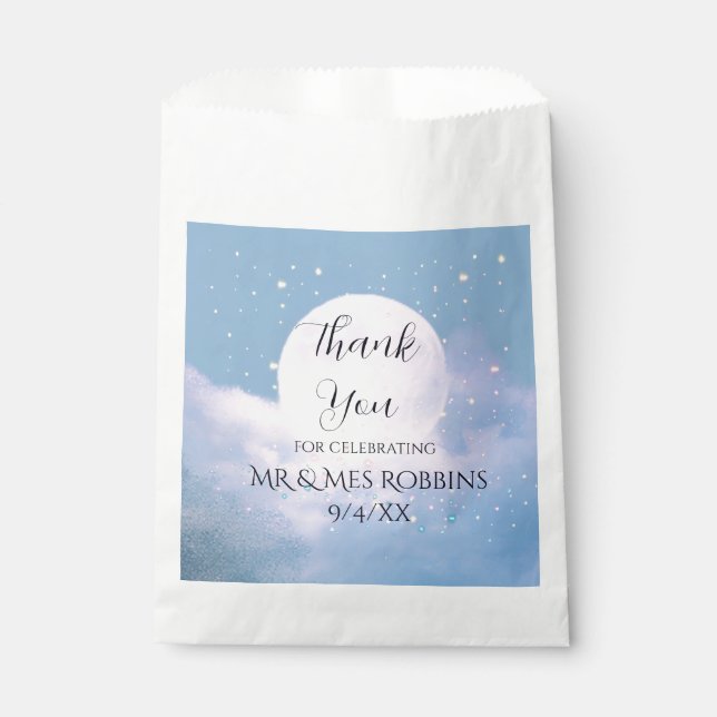 Sachets En Papier Mariage céleste de rêve baigné de clair de lune (Devant)