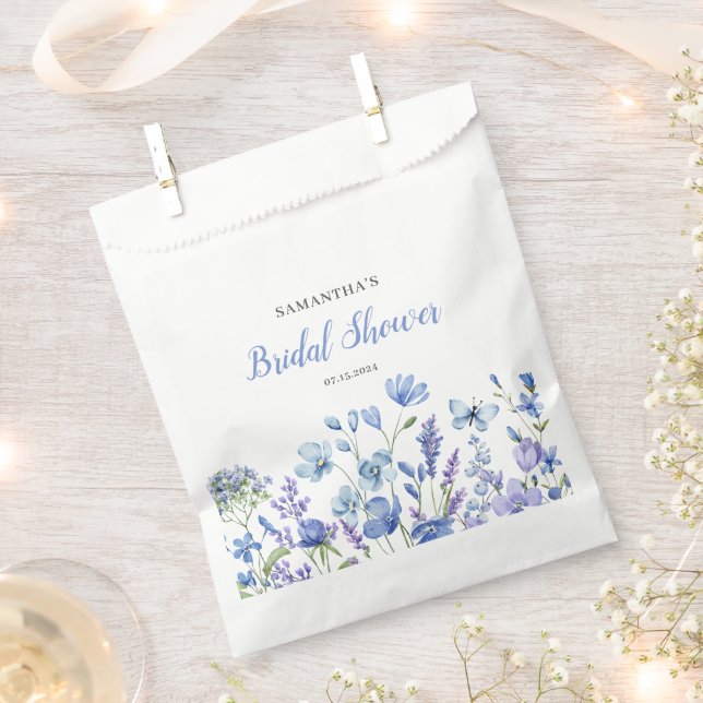 Sachets En Papier Mariage Champêtre Fleur Bleue (Coupé)