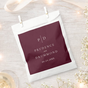 Sachets En Papier Mariage Classique Élégant Bourguignon Profond
