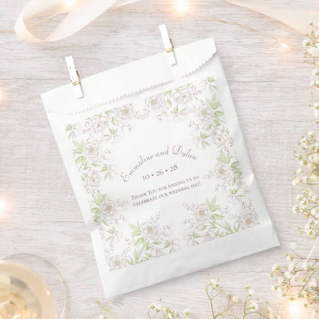 Sachets En Papier Mariage Classique Rose Blanche (Coupé)