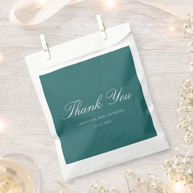 Sachets En Papier Mariage Classique Vert Sarcelle Ancienne Fortune (Coupé)
