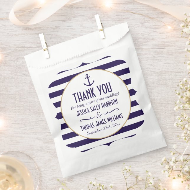 Sachets En Papier Mariage d'Ancre de la marine nautique et de la ban (Coupé)