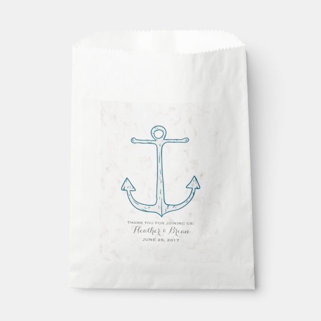 Sachets En Papier Mariage d'Ancres Royal Blue Rustic (Devant)