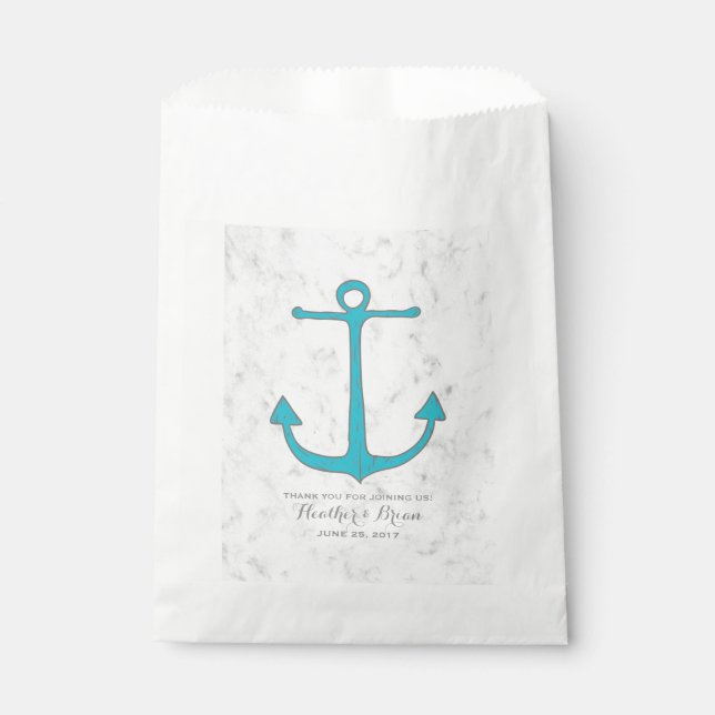 Sachets En Papier Mariage d'Ancres Turquoise Rustic (Devant)