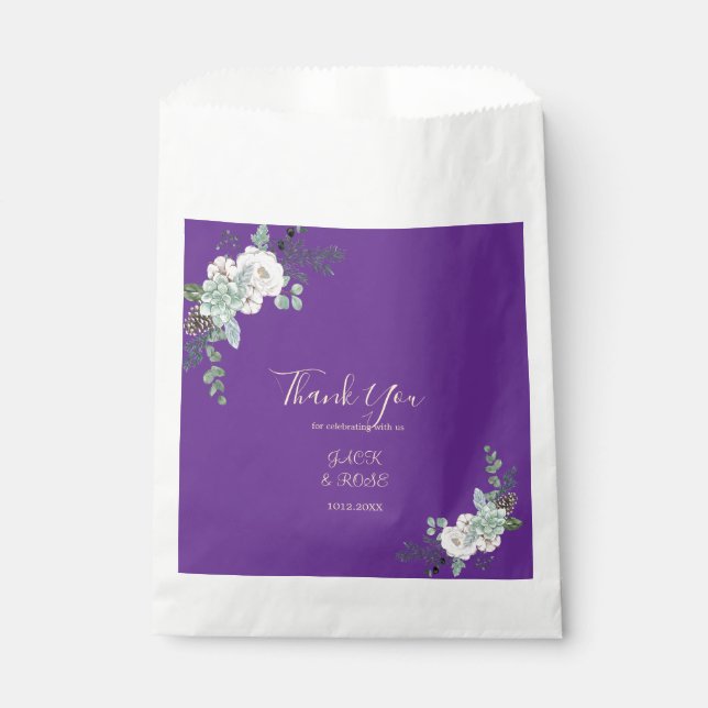 Sachets En Papier Mariage d'aquarelle d'hiver (Devant)