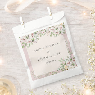 Sachets En Papier Mariage d'aquarelle fleurie rose duveteuse