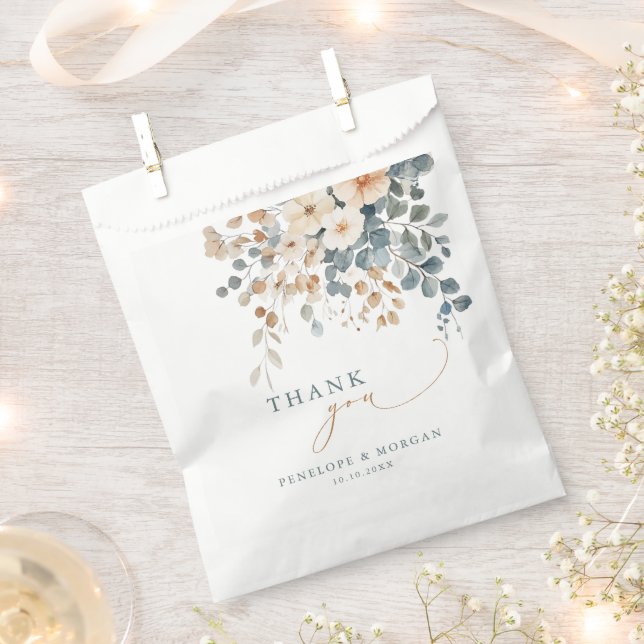 Sachets En Papier Mariage d'aquarelle florale moelleuse (Coupé)