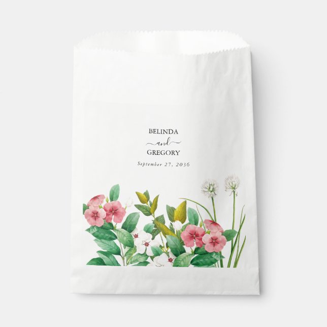 Sachets En Papier Mariage d'aquarelle périphérique fleur sauvage (Devant)