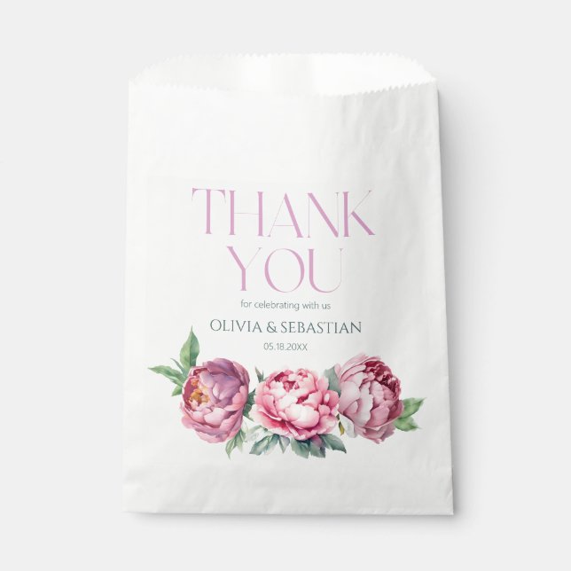 Sachets En Papier Mariage d'aquarelle rose pâle (Devant)