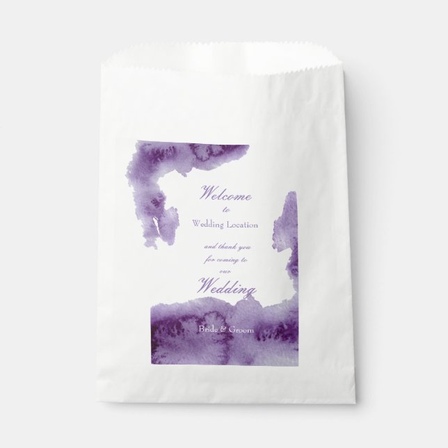 Sachets En Papier Mariage d'aquarelle ultra violet élégant (Devant)