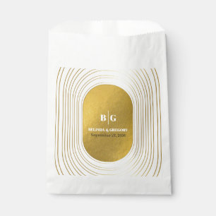 Sachets En Papier Mariage d'arc minimaliste moderne blanc et or