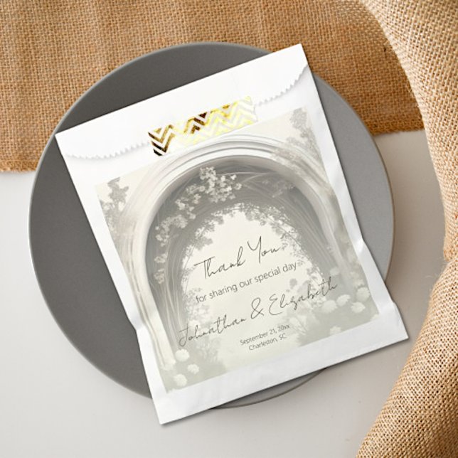 Sachets En Papier Mariage d'arche botanique romantique (Romantic Boho Botanical Arch Wedding Favor Bag)