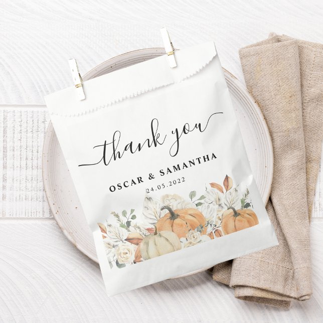 Sachets En Papier Mariage d'automne | Citrouilles à l'aquarelle (Créateur téléchargé)