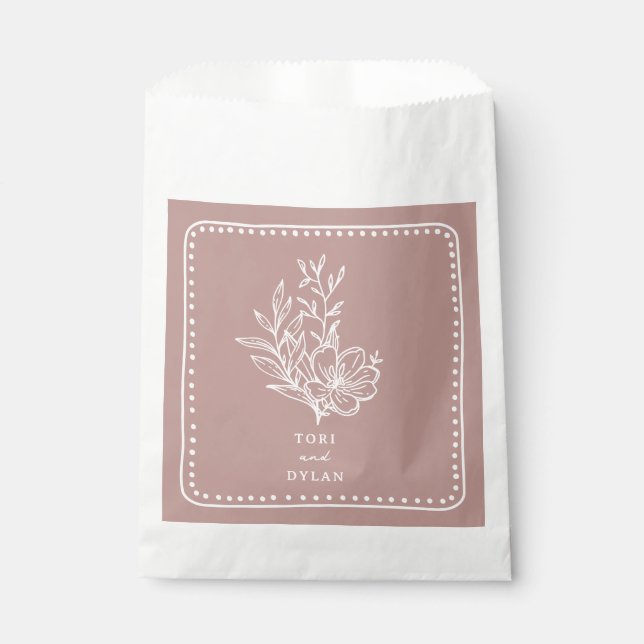 Sachets En Papier Mariage de bouquet rose floral (Devant)
